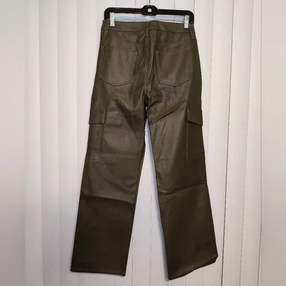 NWT TGA Olive green faux leather cargo pants size 7/28 - Picture 2 of 3